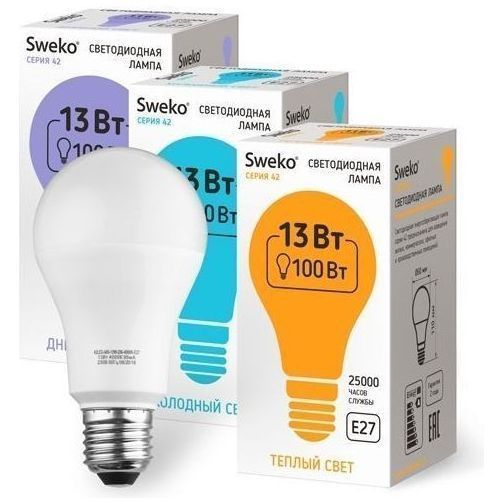 Лампа светодиодная Sweko 42LED-A60-13W-230-6500K-E27