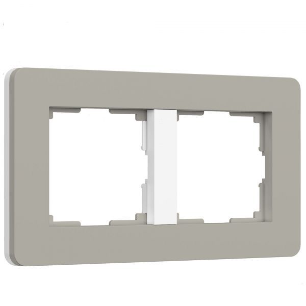 Рамка из поликарбоната на 2 поста Split дымчатый/белый, soft-touch W0023067 Werkel