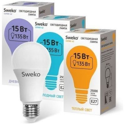 Лампа светодиодная Sweko 42LED-A60-15W-230-3000K-E27