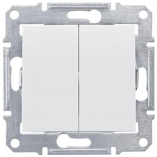 Выключатель 2-клавишный Schneider Electric Sedna Белый 10А (сх.5)