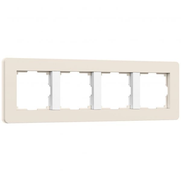 Рамка из поликарбоната на 4 поста Split айвори/белый, soft-touch W0043066 Werkel