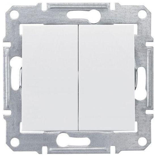 Выключатель 2-клавишный Schneider Electric Sedna Белый 10А, IP44 (сх.5)