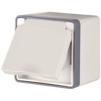 Розетка с крышкой и шторками IP44 Werkel W5071203 IP44 слоновая кость (WL15-02-04)