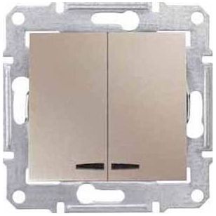 Выключатель 2-клавишный с подсветкой Schneider Electric Sedna Титан 10А (сх 5)