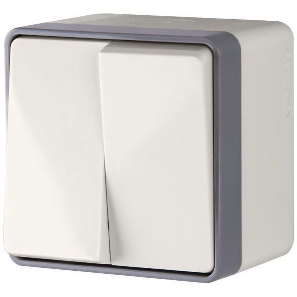 Выключатель 2-клавишный IP44 о/п Werkel W5020203 IP44 слоновая кость (WL15-03-02)