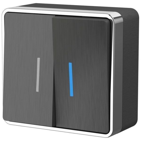 Выключатель двухклавишный с подсветкой Gallant Werkel W5020104 графит рифленый (WL15-03-03)
