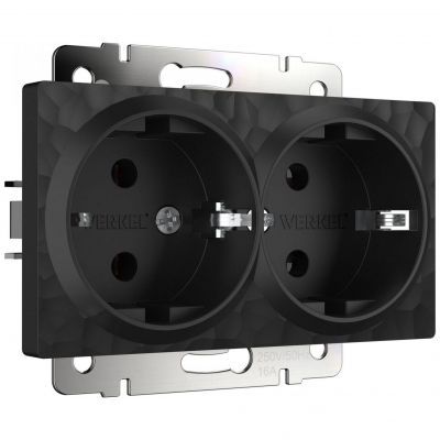 Розетка двойная с заземлением (черный) Werkel W1272008