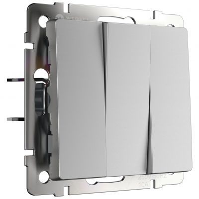 Выключатель трехклавишный (серебряный матовый) W1130065 Werkel