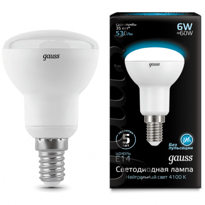 Лампа Gauss 106001206 LED Reflector R50 E14 6W 4100K