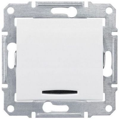 Переключатель 1-клавишный с подсветкой Schneider Electric Sedna Белый 10А (сх.6)