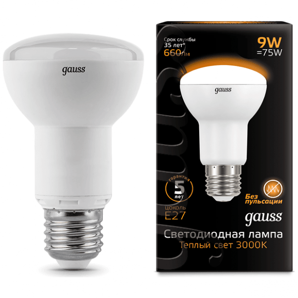 Лампа Gauss 106002109 LED Reflector R63 E27 9W 2700K