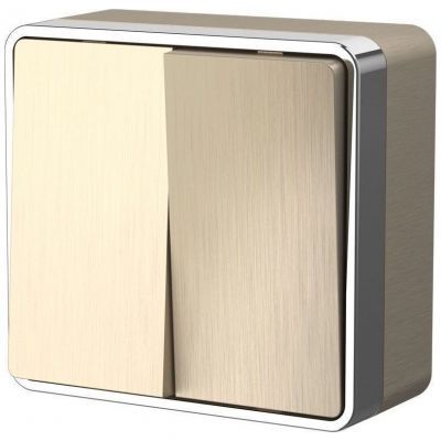 Выключатель двухклавишный Gallant Werkel W5020010 шампань рифленый (WL15-03-01)