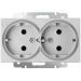 Розетка двойная с заземлением Werkel W1172009 серебро рифленый (WL09-SKG-02-IP20)