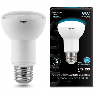 Лампа Gauss 106002209 LED Reflector R63 E27 9W 4100K