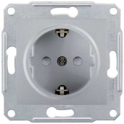 Розетка 1-я Schneider Electric Sedna Алюминий с/з с защитными шторками
