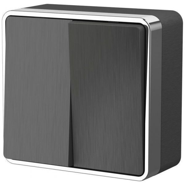 Выключатель двухклавишный Gallant Werkel W5020004 графит рифленый (WL15-03-01)