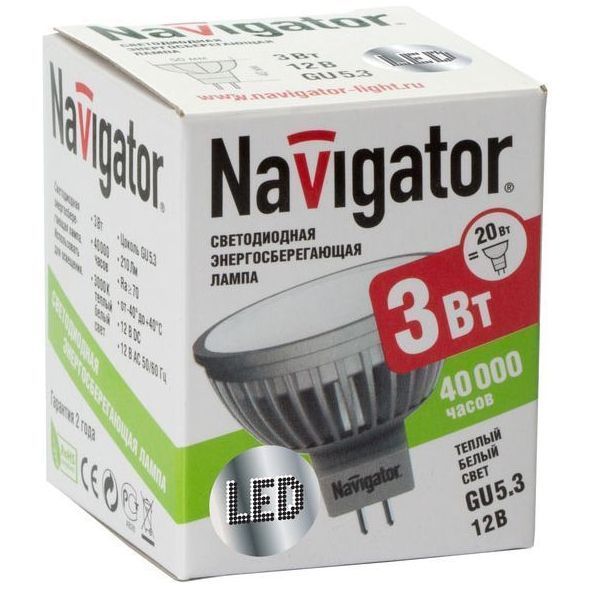 Лампа светодиодная Navigator 94 127 NLL-MR16-3W-230-4.2K-GU5.3