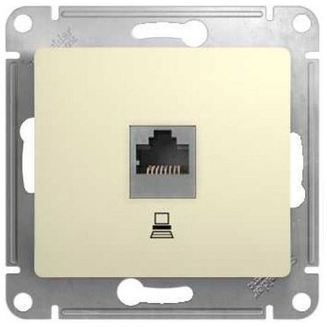 Розетка компьютерная RJ45 SE Glossa Беж кат.5E GSL000281K