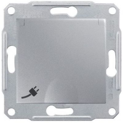 Розетка 1-я Schneider Electric Sedna Алюминий с/з с защитными шторками с крышкой IP44