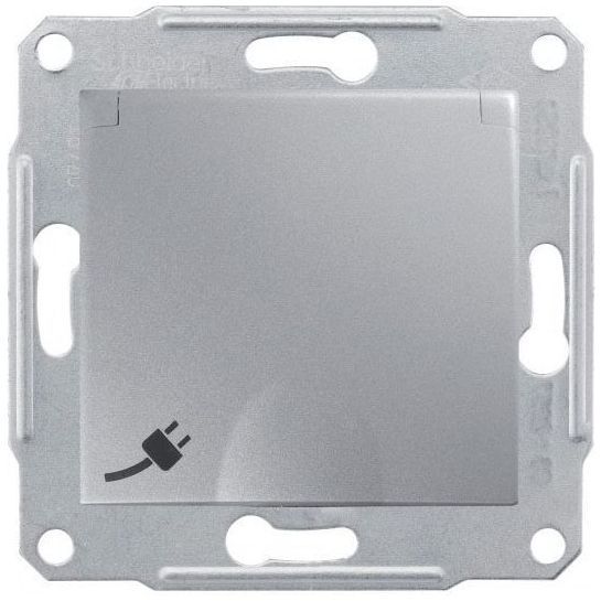 Розетка 1-я Schneider Electric Sedna Алюминий с/з с защитными шторками с крышкой IP44