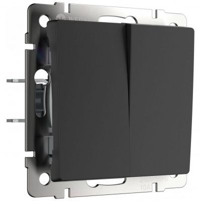 Выключатель 2-клавишный проходной Werkel W1122008 черный матовый (WL08-SW-2G-2W)