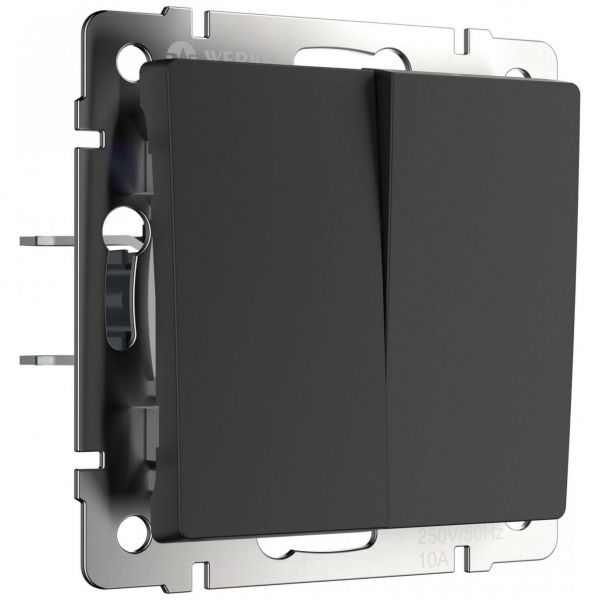 Выключатель 2-клавишный проходной Werkel W1122008 черный матовый (WL08-SW-2G-2W)