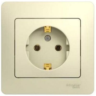 Розетка с заземлением SE Glossa Беж (в сборе с рамкой) GSL000242