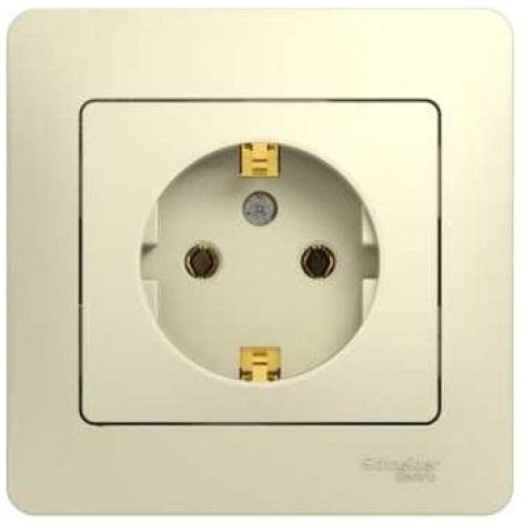 Розетка с заземлением SE Glossa Беж (в сборе с рамкой) GSL000242