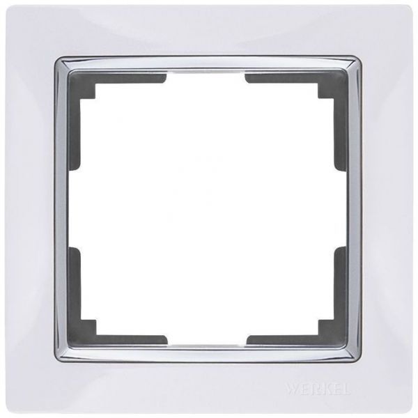 Рамка 1-местная Werkel W0011901 белый , вставка хром (WL03-Frame-01-white)