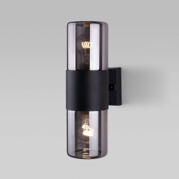 Уличный настенный светильник Roil чёрный/дымчатый плафон IP54 Elektrostandard 35125/D