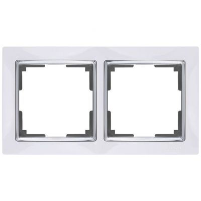 Рамка 2-местная Werkel W0021901 белый, вставка хром (WL03-Frame-02-white)