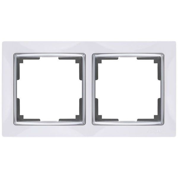Рамка 2-местная Werkel W0021901 белый, вставка хром (WL03-Frame-02-white)