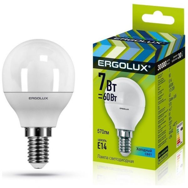 Светодиодная лампа Ergolux LED-G45-7W-E14-4K