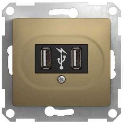 Розетка SE Glossa Титан USB GSL000432