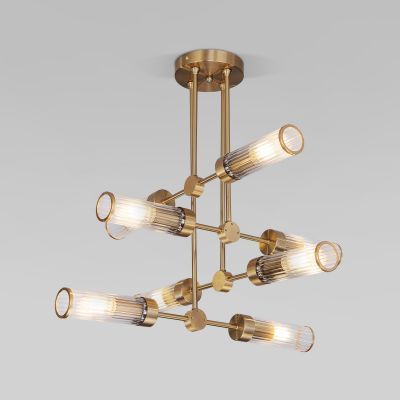 Умный потолочный светильник со стеклянными плафонами Eurosvet 60166/8 латунь Smart