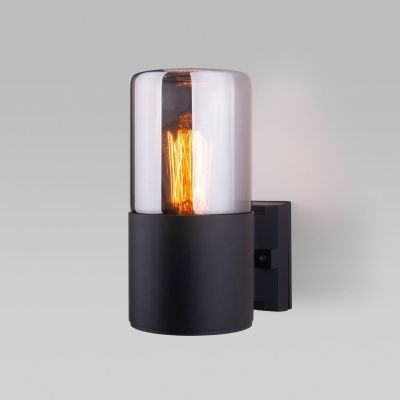 Уличный настенный светильник Roil чёрный/дымчатый плафон IP54 Elektrostandard 35125/U