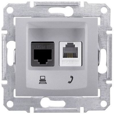 Розетка двойная ТЛФ + комп Schneider Electric Sedna Алюминий кат.5е UTP (RJ11+RJ45)