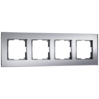 Рамка на 4 поста Senso (серебряный, стекло soft-touch) W0043106 Werkel