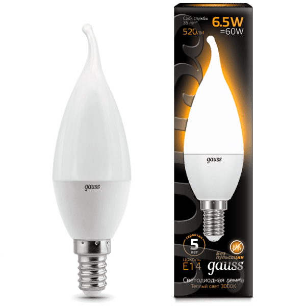 Лампа Gauss 104101107 LED Candle tailed E14 6.5W 2700K