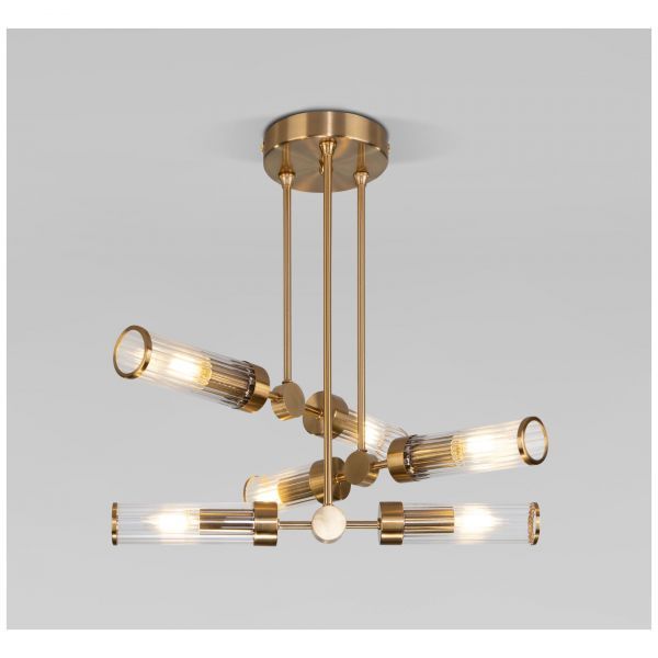 Умный потолочный светильник со стеклянными плафонами Eurosvet 60166/6 латунь Smart