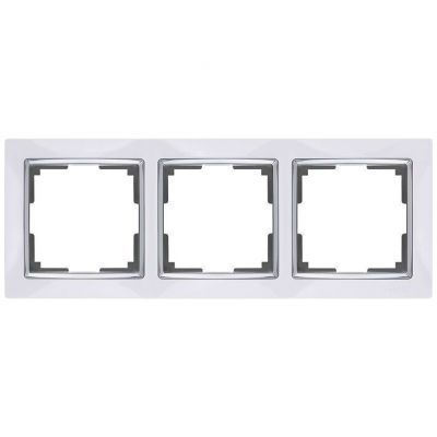 Рамка 3-местная Werkel W0031901 белый, вставка хром (WL03-Frame-03-white)