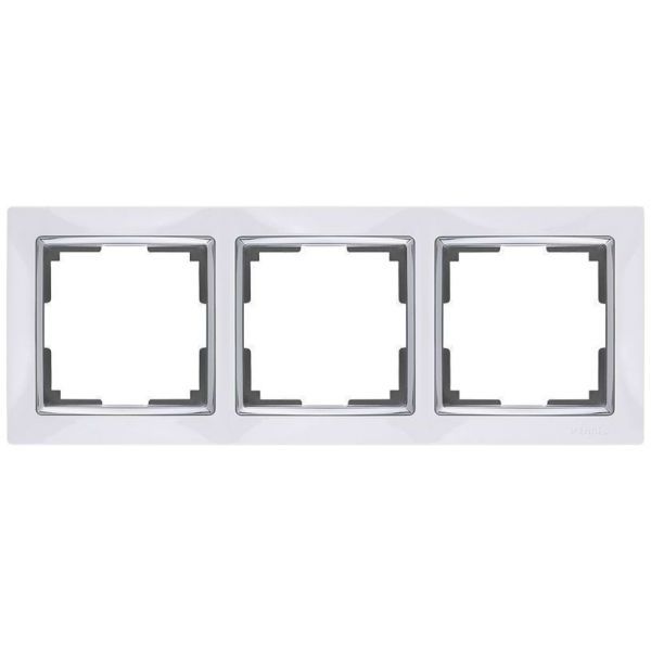 Рамка 3-местная Werkel W0031901 белый, вставка хром (WL03-Frame-03-white)