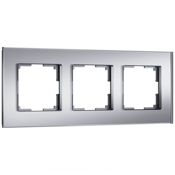 Рамка на 3 поста Senso (серебряный, стекло soft-touch) W0033106 Werkel