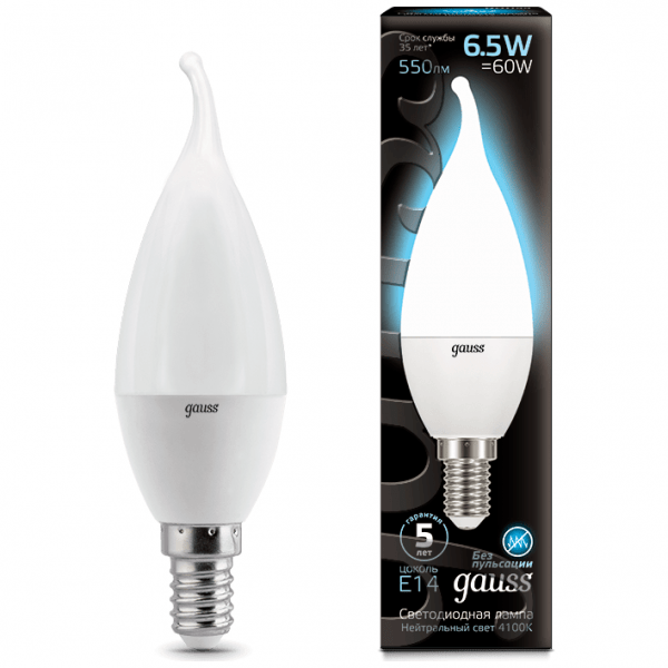 Лампа Gauss 104101207 LED Candle tailed E14 6.5W 4100K