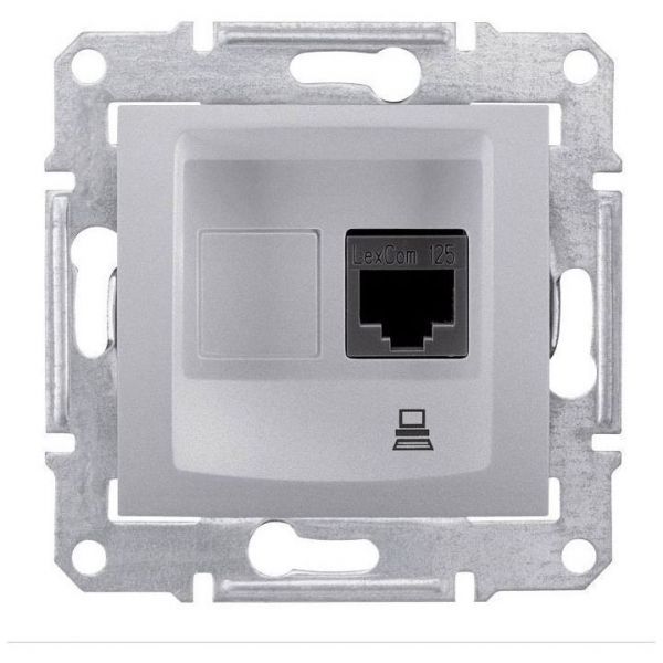 Розетка компьютерная 1-ая Schneider Electric Sedna Алюминий RJ45 кат. 5e STP