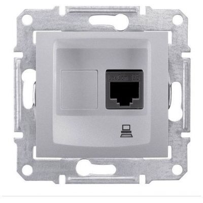 Розетка компьютерная 1-ая Schneider Electric Sedna Алюминий RJ45 кат. 5e UTP