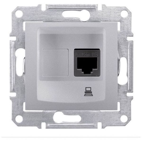 Розетка компьютерная 1-ая Schneider Electric Sedna Алюминий RJ45 кат. 5e UTP
