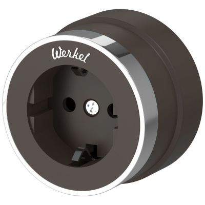 Розетка с заземлением Vintage (мокко матовый/хром) Werkel W5871052