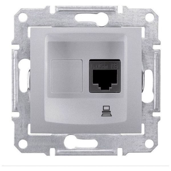 Розетка компьютерная 1-ая Schneider Electric Sedna Алюминий RJ45 кат. 6 STP