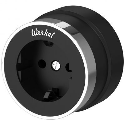 Розетка с заземлением Vintage (черный матовый/хром) Werkel W5871051